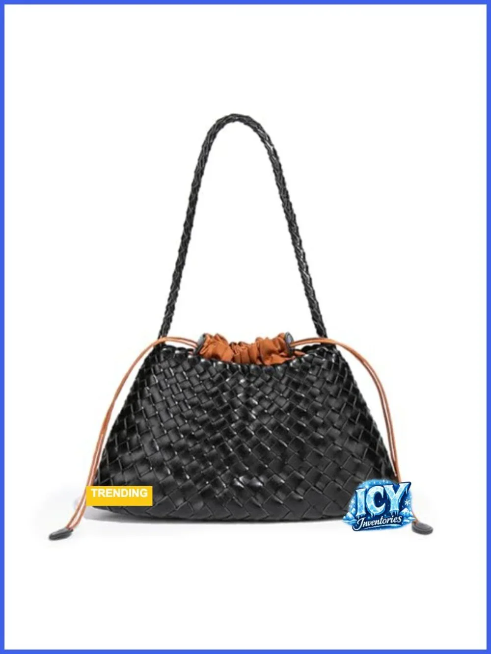 Vegan Leather Woven Hobo Shoulder Bag Handbag Tote